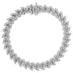 Bracelet à maillons en forme de couronne de laurier en argent sterling .925 serti de diamants 2,0 carats de type Miracle Set
