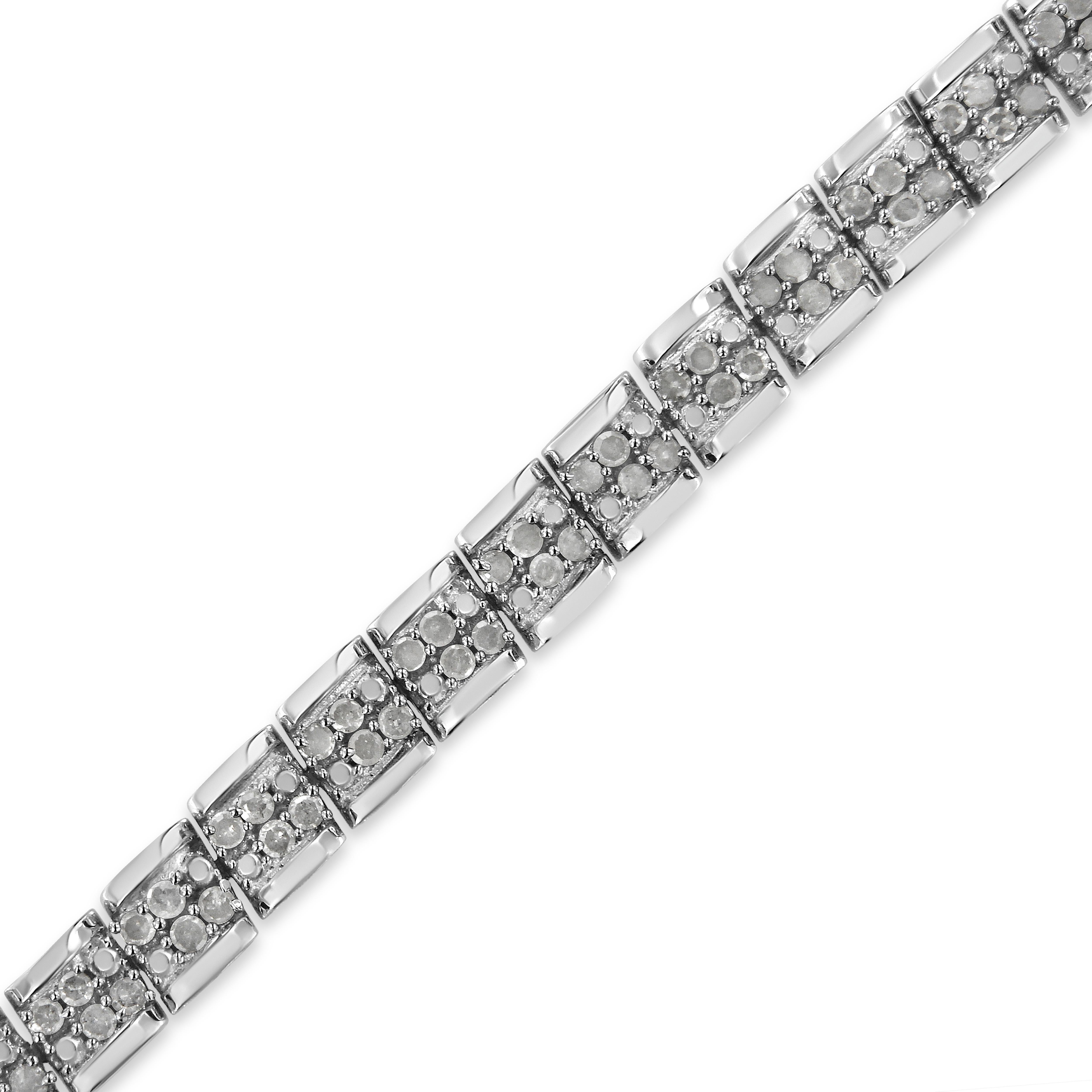 Contemporary .925 Sterling Silver 2.0 Carat Rose-Cut Diamond Link Bracelet For Sale