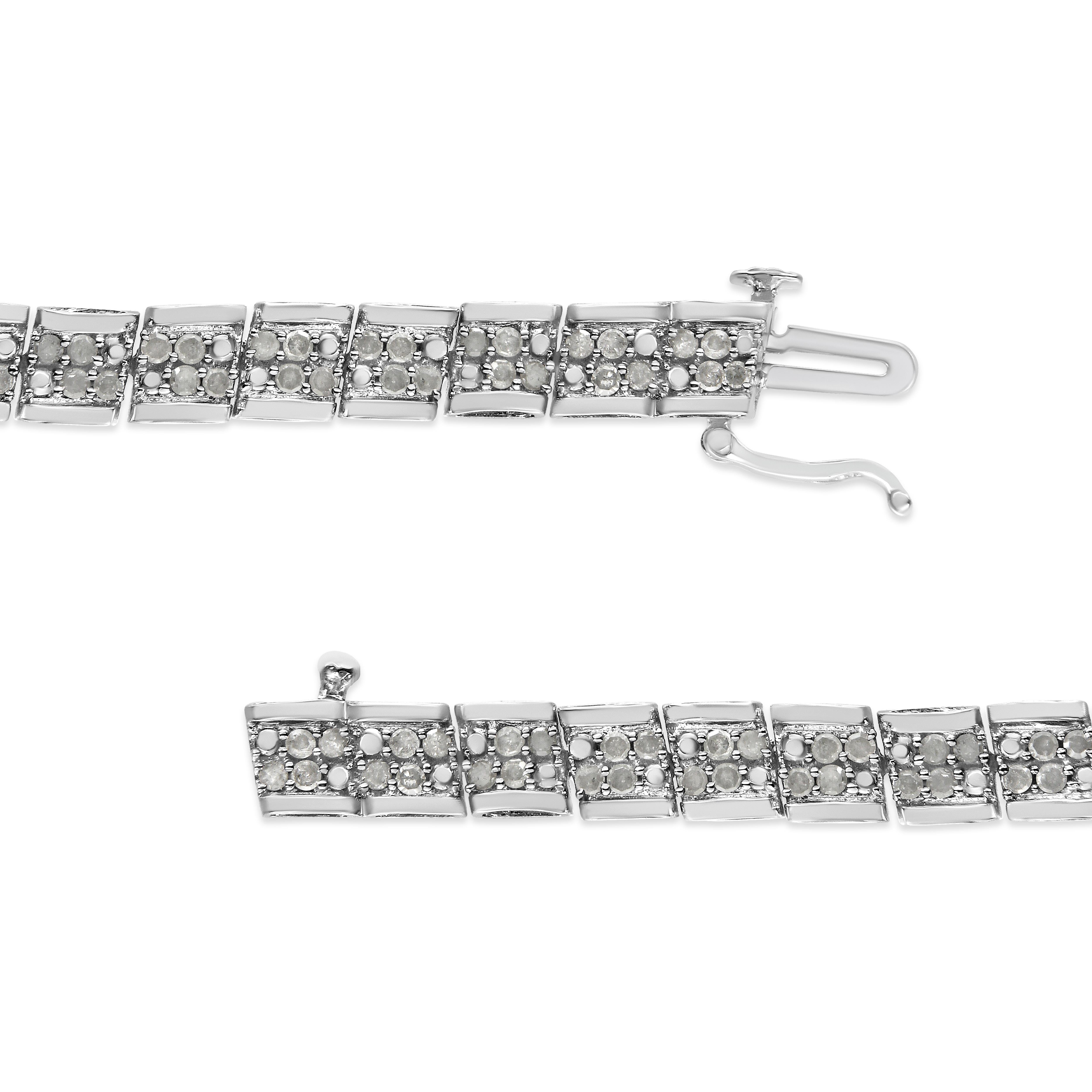 .925 Sterling Silver 2.0 Carat Rose-Cut Diamond Link Bracelet In New Condition For Sale In New York, NY