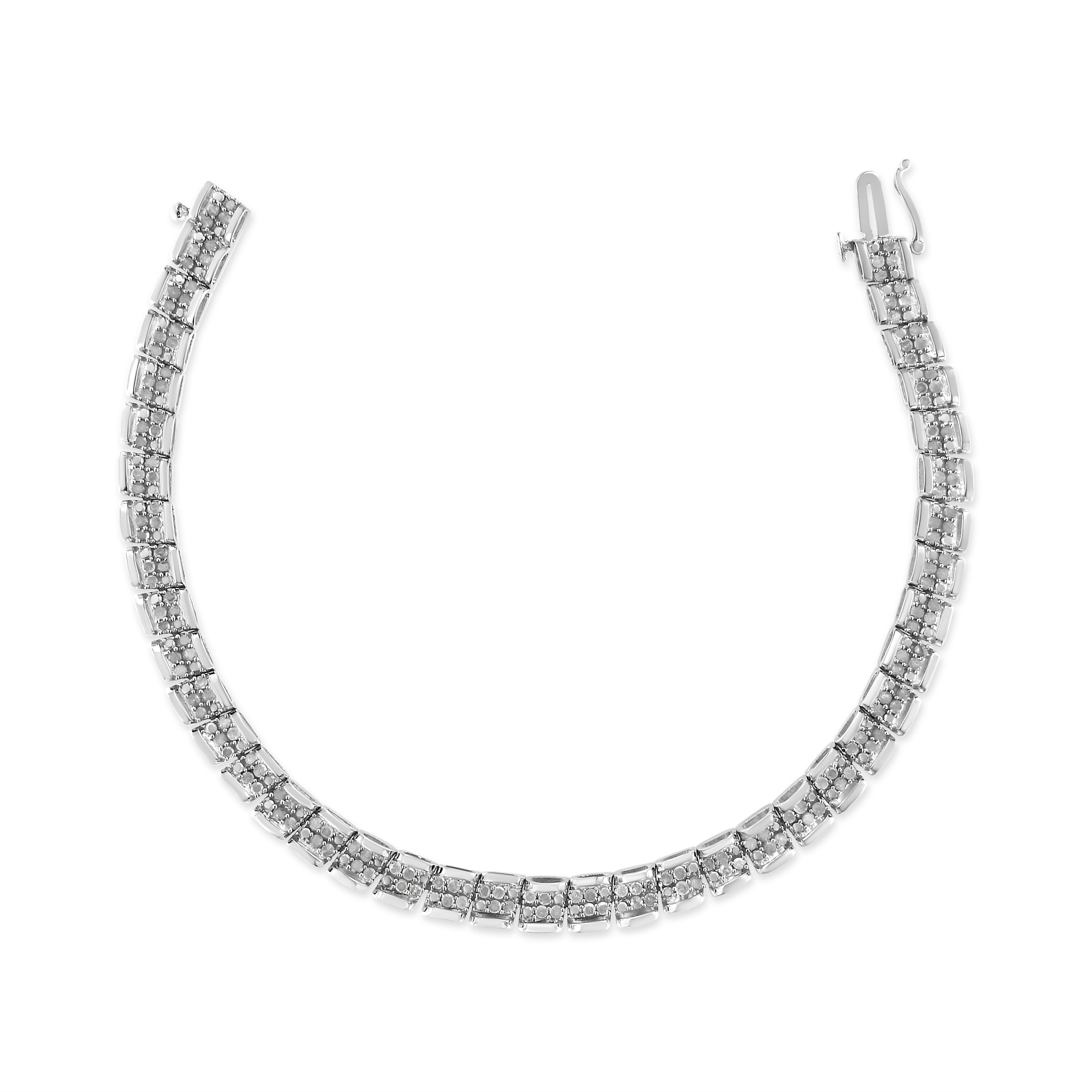 Bracelet à maillons en argent sterling avec diamants de 2,0 carats taillés en rose de .925 Pour femmes en vente