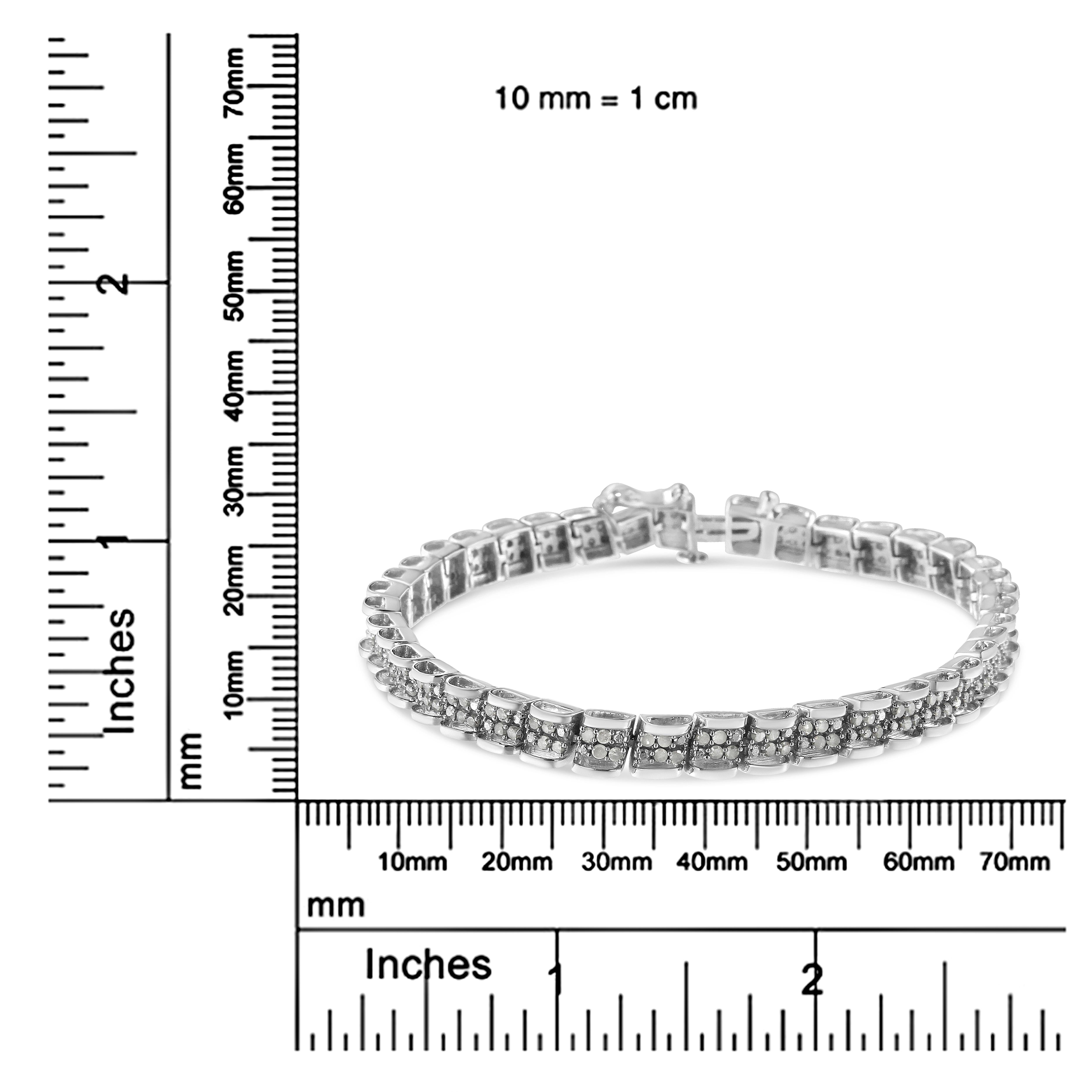 .925 Sterling Silver 2.0 Carat Rose-Cut Diamond Link Bracelet For Sale 1