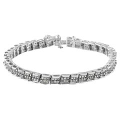 .925 Sterlingsilber 2,0 Karat Diamant-Gliederarmband mit Rosenschliff