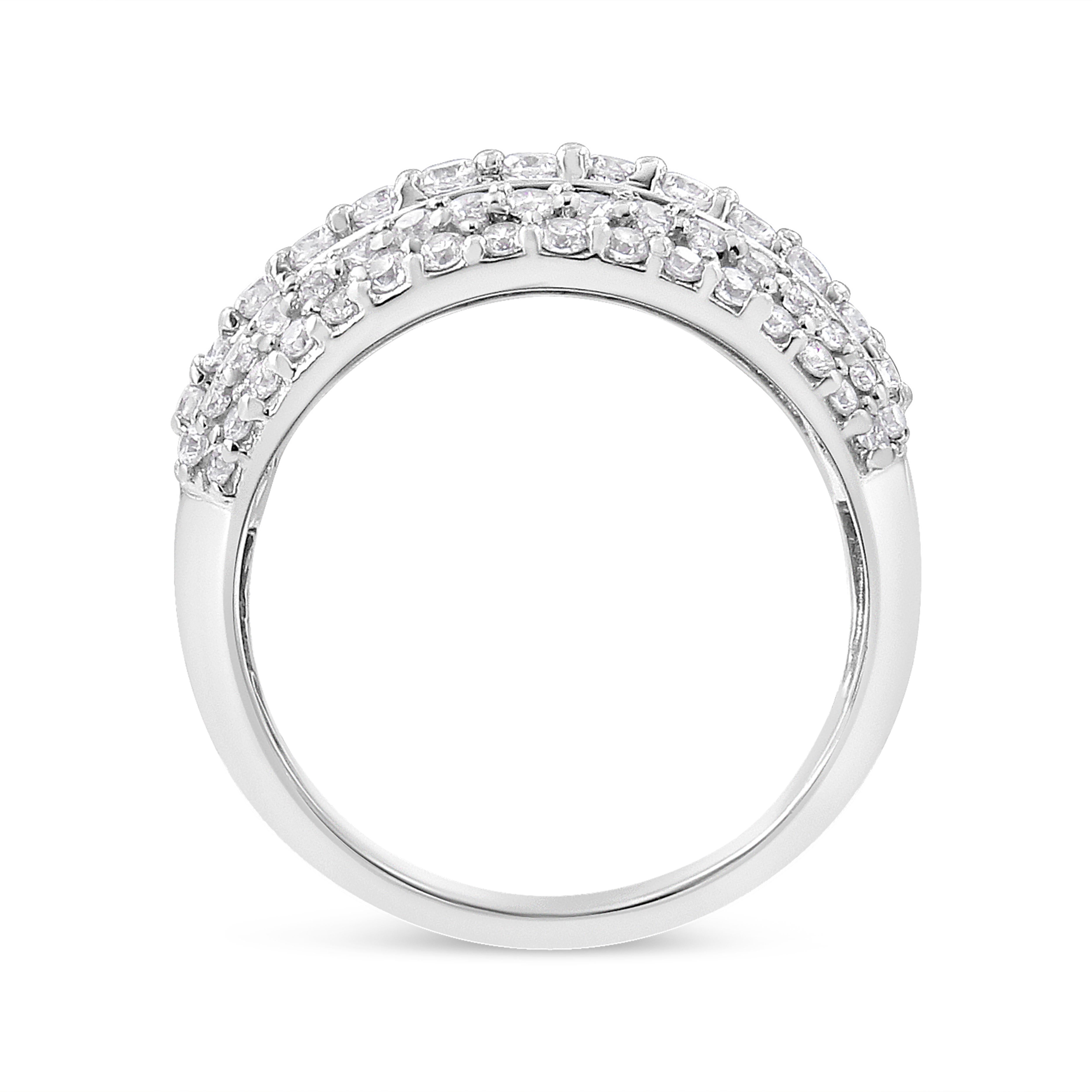 For Sale:  .925 Sterling Silver 2.0 Carat Round and Baguette-Cut Diamond Cluster Ring 5