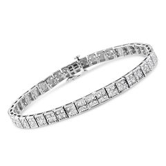 .925 Sterling Silver 2.0 Carat Round-Cut Diamond 4 Stone Box Link Bracelet