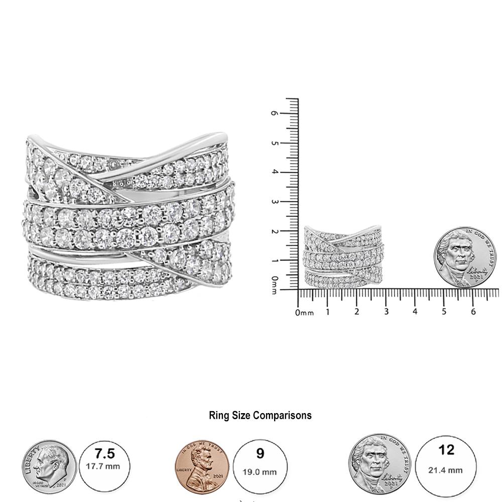 .925 Sterling Silver 2.0 Carat Round-Cut Diamond Overlapping Bypass Band Ring In New Condition For Sale In New York, NY