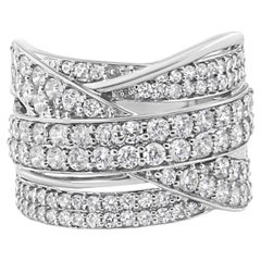 .925 Sterling Silver 2.0 Carat Round-Cut Diamond Overlapping Bypass Band Ring