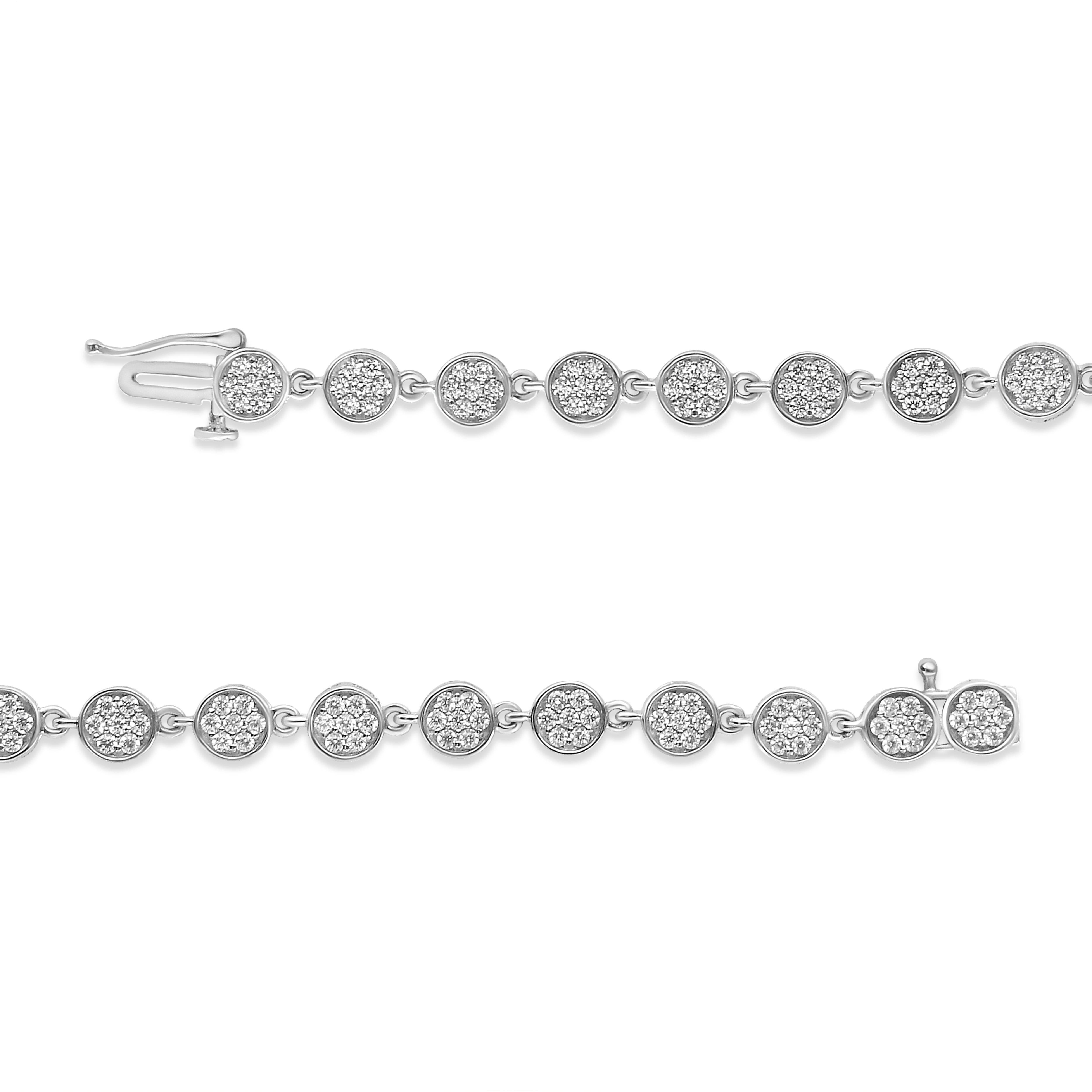 Contemporary .925 Sterling Silver 2.0 Carat Round Diamond Link Bracelet For Sale