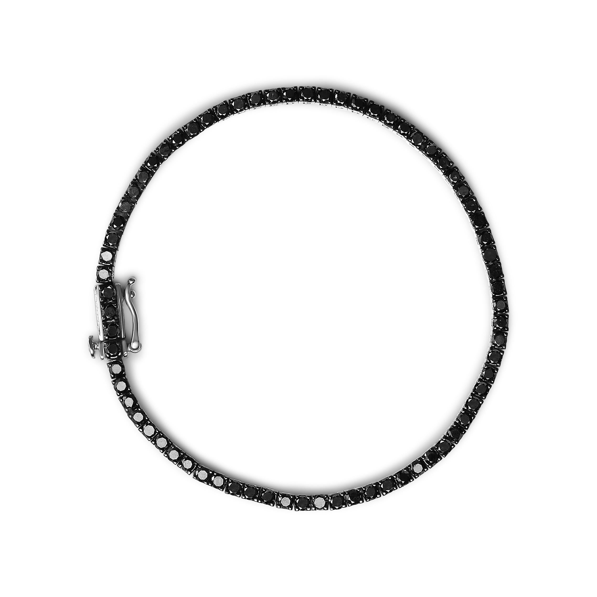 Modern .925 Sterling Silver 2.0 Carat Treated Black Round-Cut Diamond Tennis Bracelet