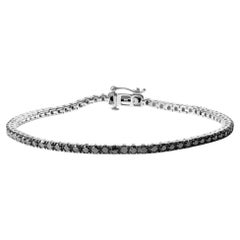 .925 Sterlingsilber 2,0 Karat behandeltes schwarzes Tennisarmband mit rundem Diamanten im Rundschliff