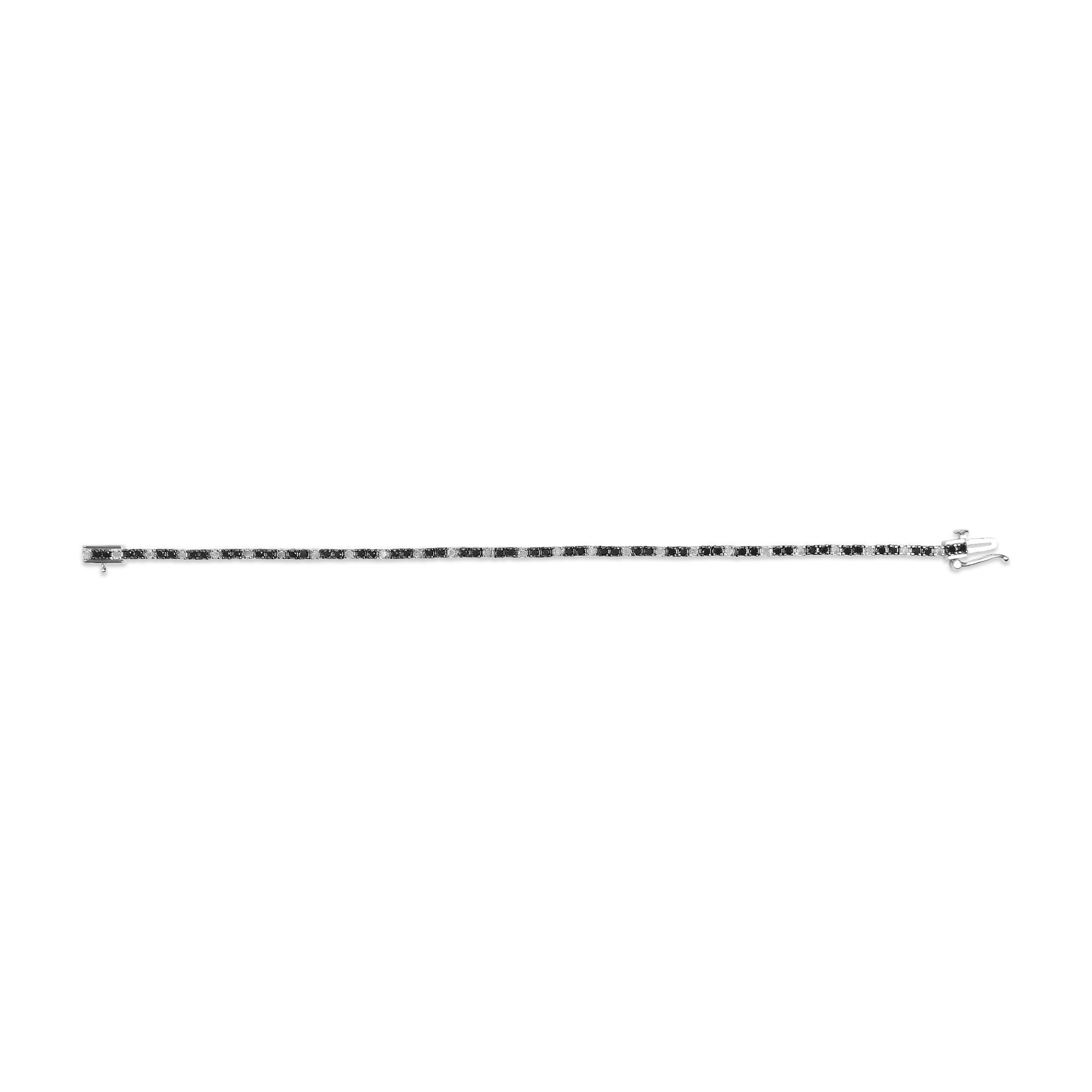 Moderno Bracciale tennis in argento 925 con diamanti bianchi e neri da 2,0 ctw in vendita