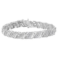 .925 A. Silver 2.0 cttw Diamond Double Wrap S Curve Link Bracelet
