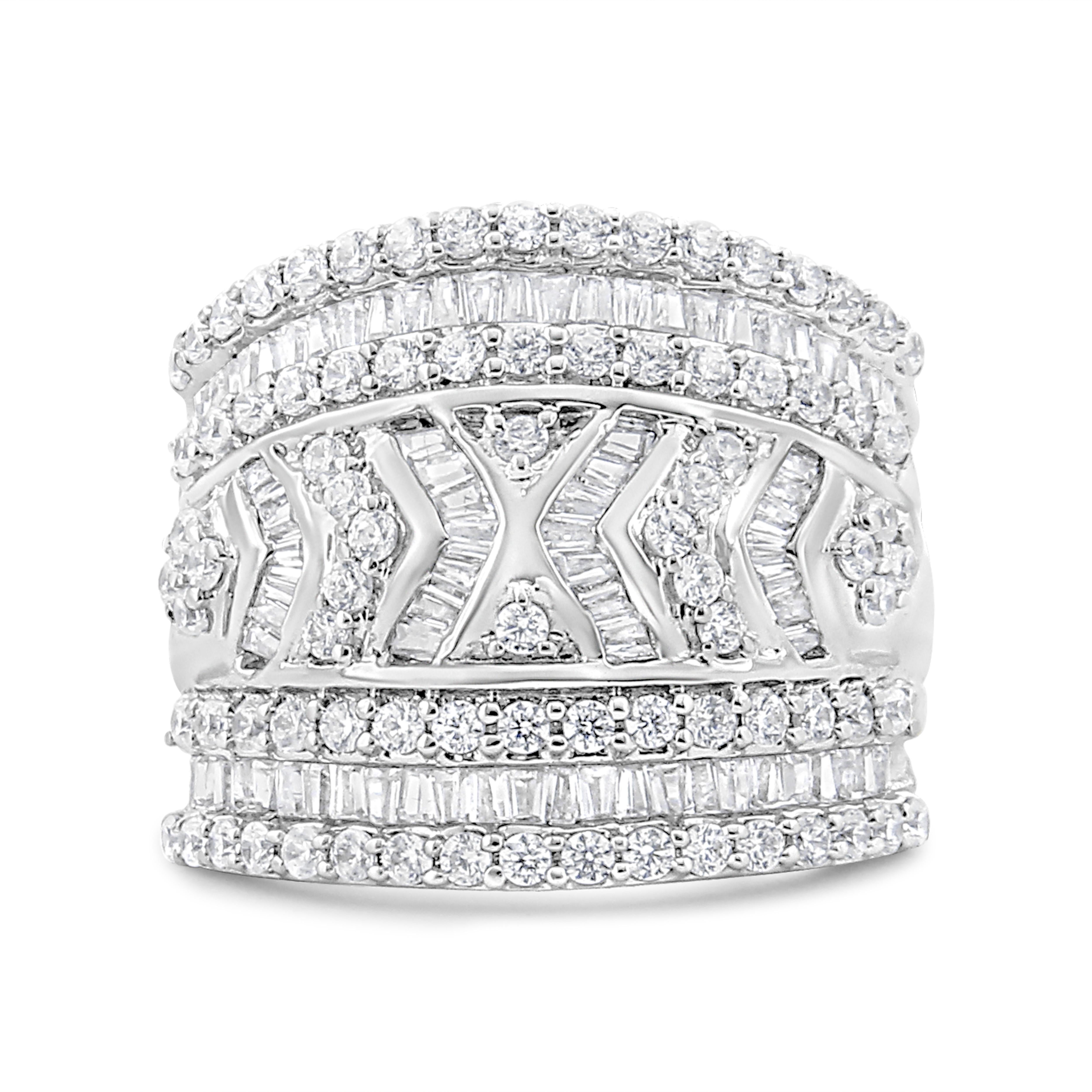 Introducing an exquisite masterpiece, crafted with passion and precision! This .925 Sterling Silver Multi-Row Ring Band is a true symbol of elegance and sophistication. Adorned with a dazzling array of 170 natural diamonds, totaling an impressive