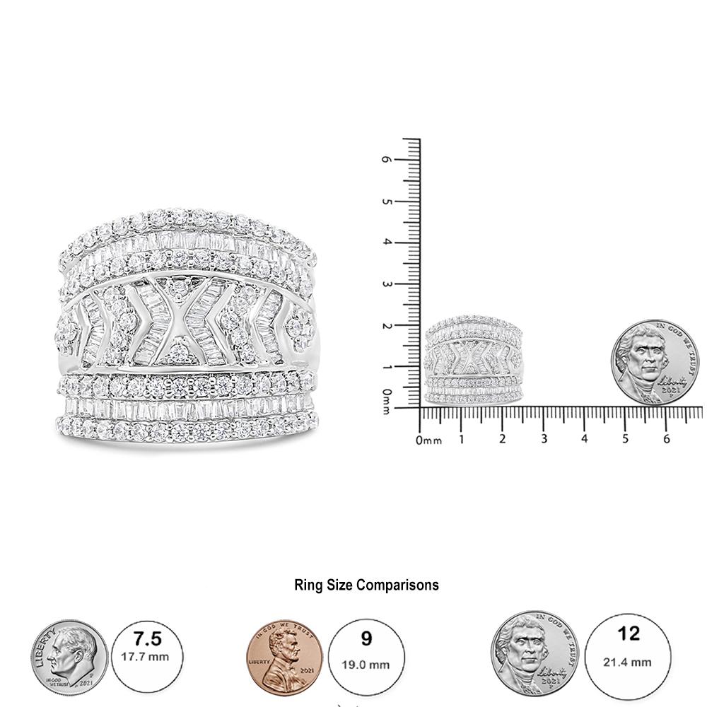.925 Sterling Silver 2.0 Cttw Diamond Edge Multi-Row Ring Band In New Condition For Sale In New York, NY
