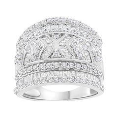 .925 Sterling Silver 2.0 Cttw Diamond Edge Multi-Row Ring Band