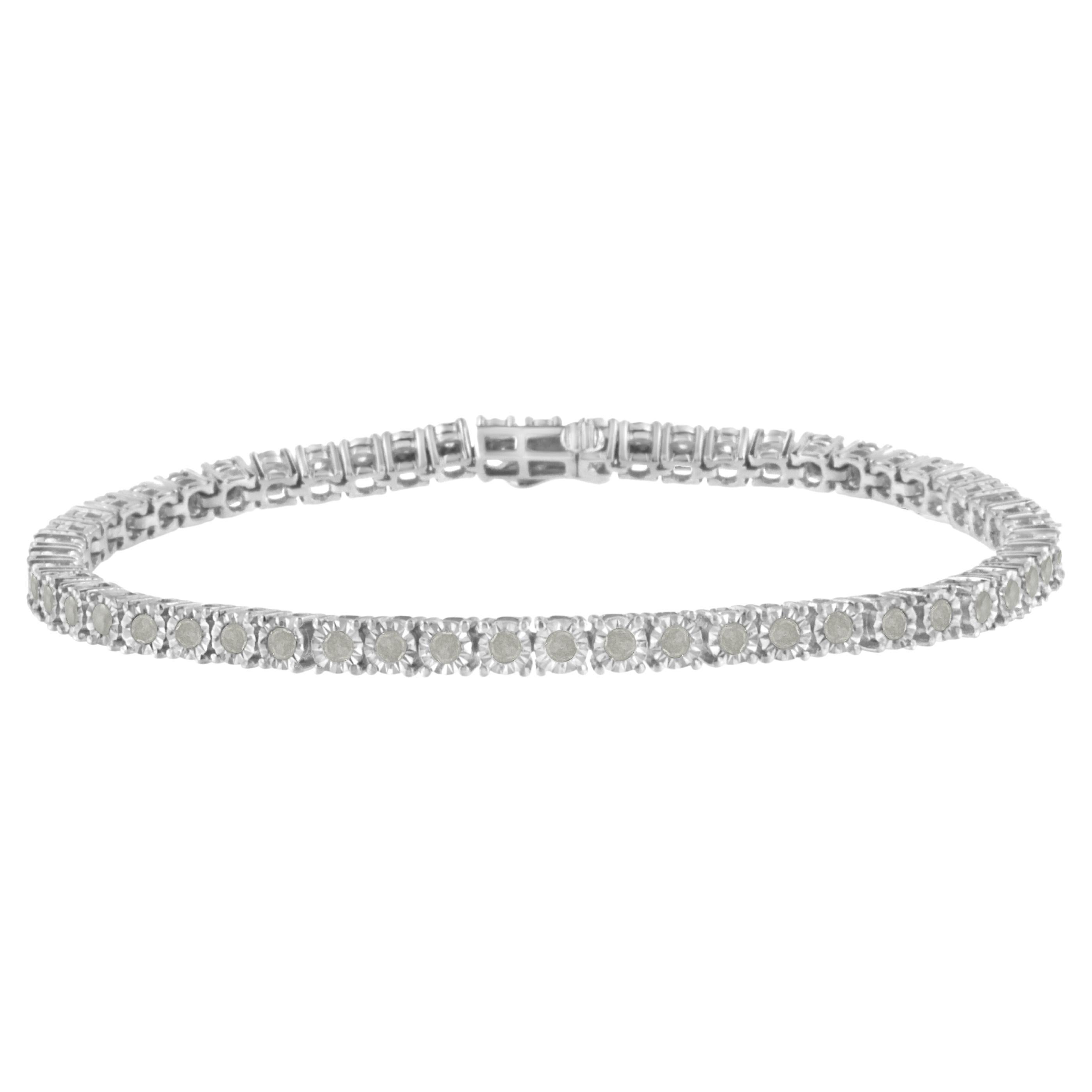 .925 Sterling Silver 2.0 Cttw Diamond Illusion-Set Miracle Plate Tennis Bracelet