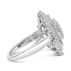.925 Sterling Silver 2.0 Cttw Diamond Oval Halo Cocktail Ring