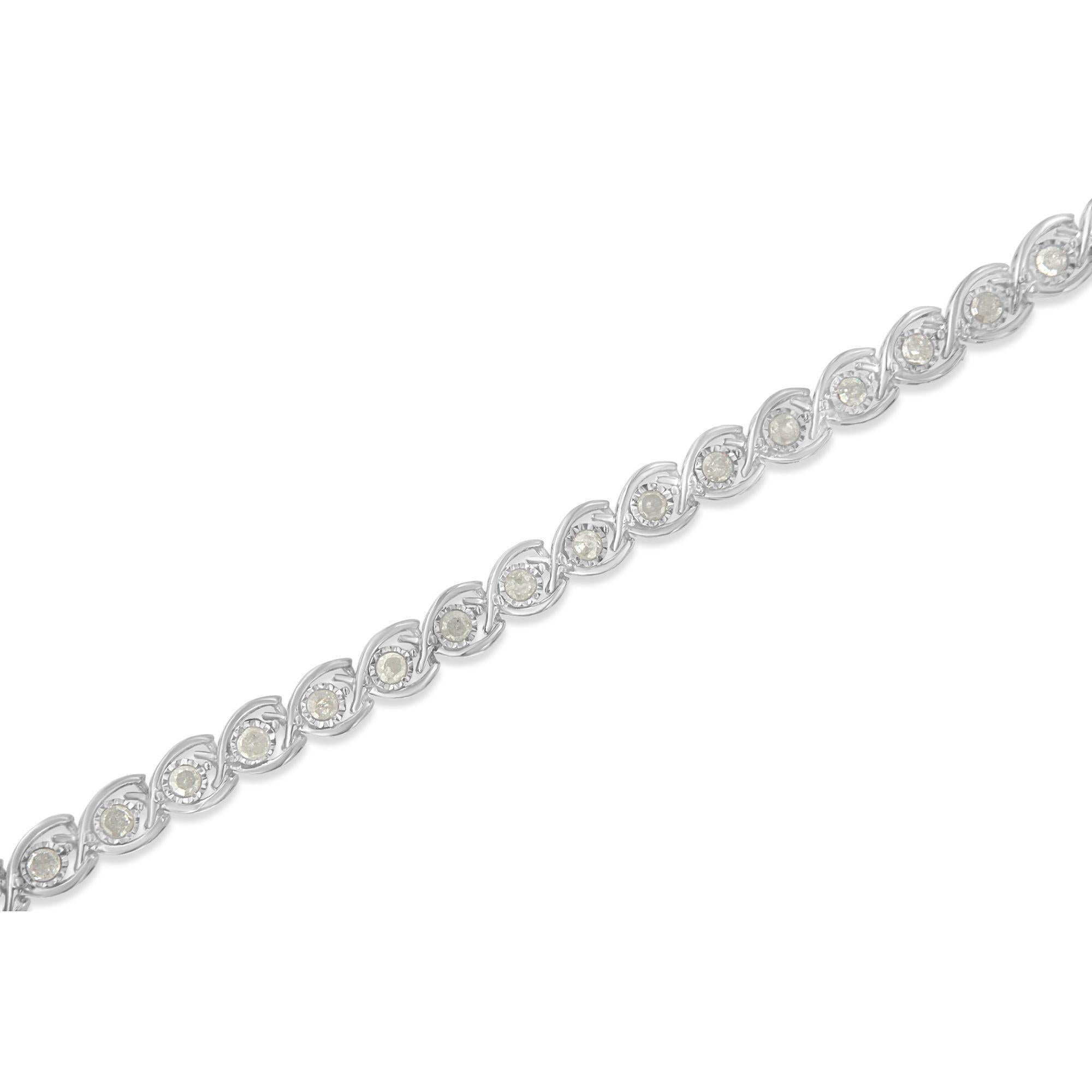.925 Sterling Silber 2,0 cttw Miracle Plate Set Diamant Spiral Link Armband (Moderne) im Angebot