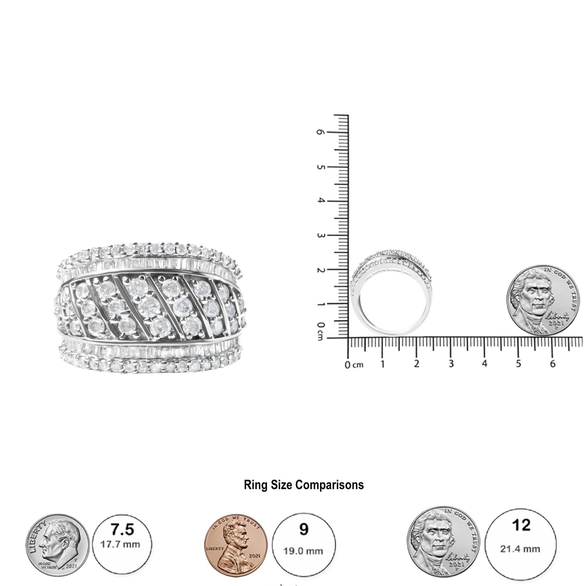 .925 Sterling Silver 2.00 Cttw Diamond Fashion Multi Row Cocktail Ring en Nuevo estado para la venta en New York, NY