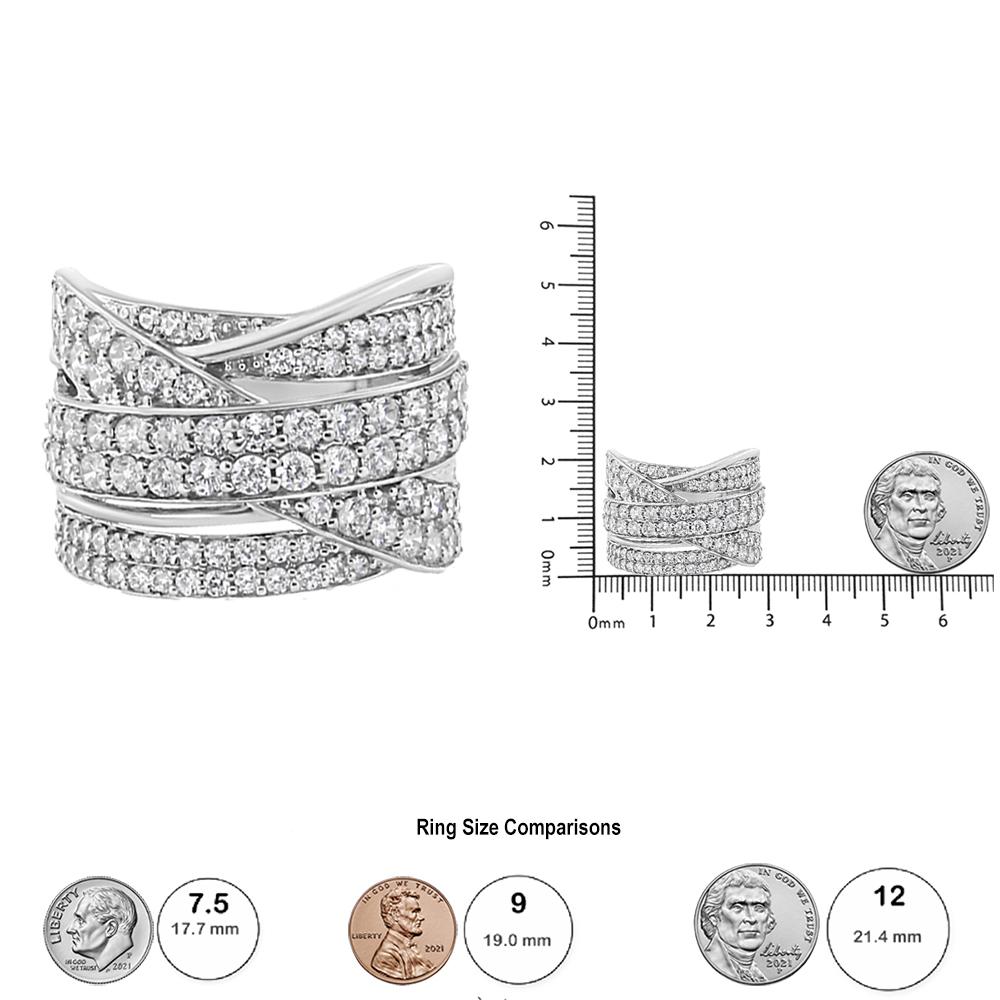 For Sale:  .925 Sterling Silver 2.00 Cttw Round-Cut Diamond Overlapping Bypass Band Ring 4
