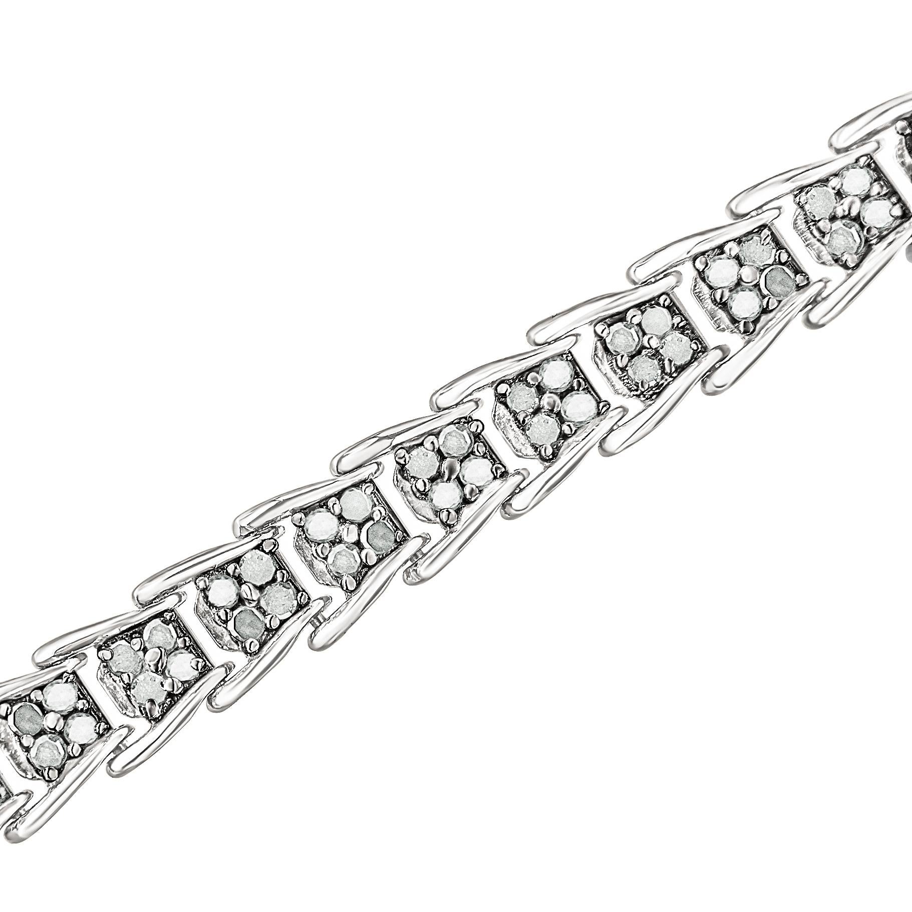 STUNNINGLY UNIQUE – What sets this sterling silver bracelet apart is the way each intricately detailed link fans out for a dramatic effect. The nested links provide a seamless look that sits elegantly against the wrist. Each diamond is set in a