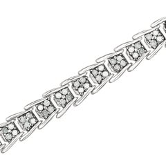 .925 Sterling Silber 2,0ct Diamant Fächerförmiges Fancy Chevron Glieder-Tennisarmband