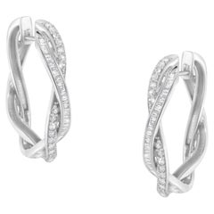 .925 Sterling-Silber 3/4 cttw Diamant-Creolen-Ohrring