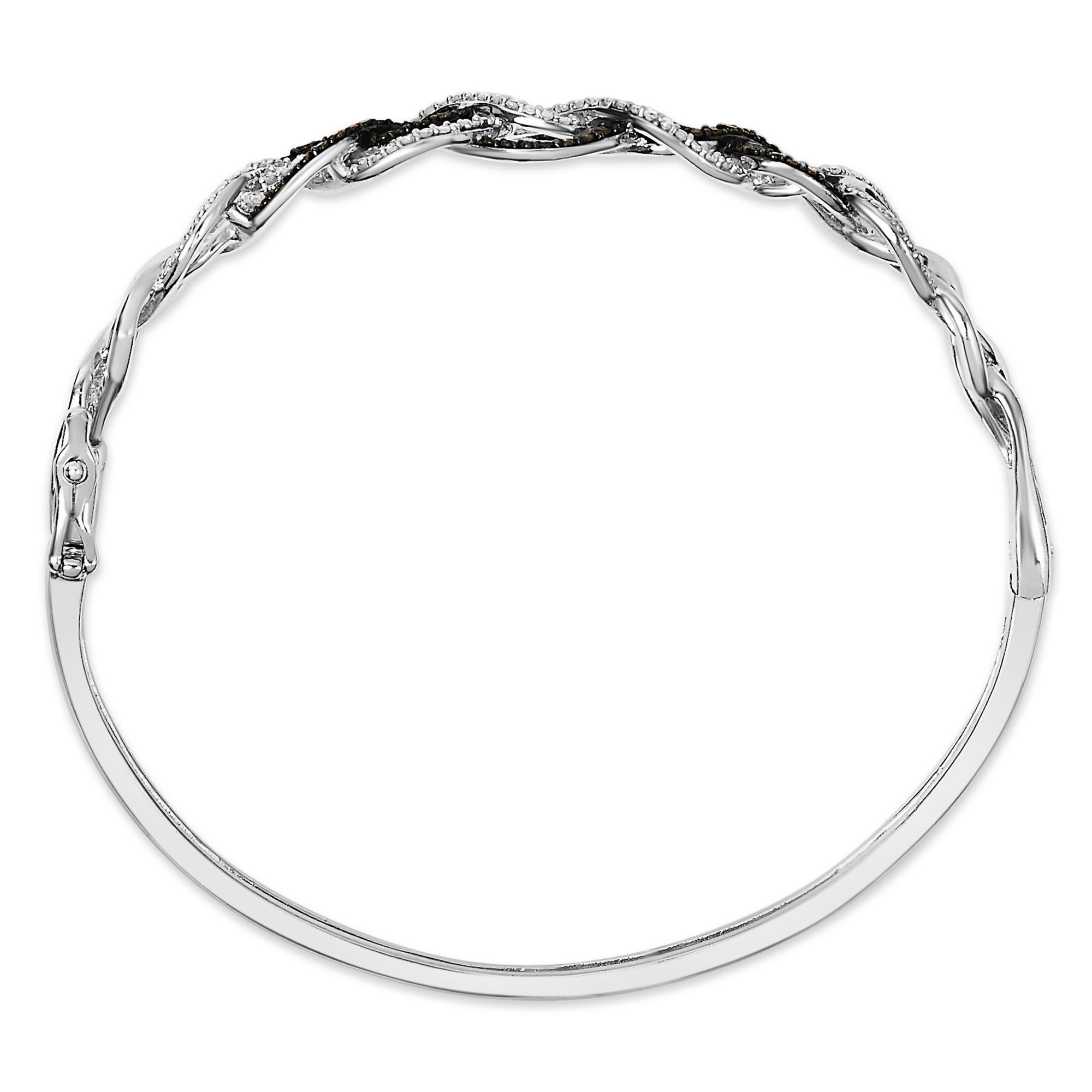 .925 Sterling Silber 3/8 Cttw Weiß und Schwarzer Diamant Wirbel Armreif Armband (Moderne) im Angebot