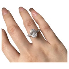 925 Sterling Silver 3 Ct Double Band Oval Shaped Moissanite Engagement Ring