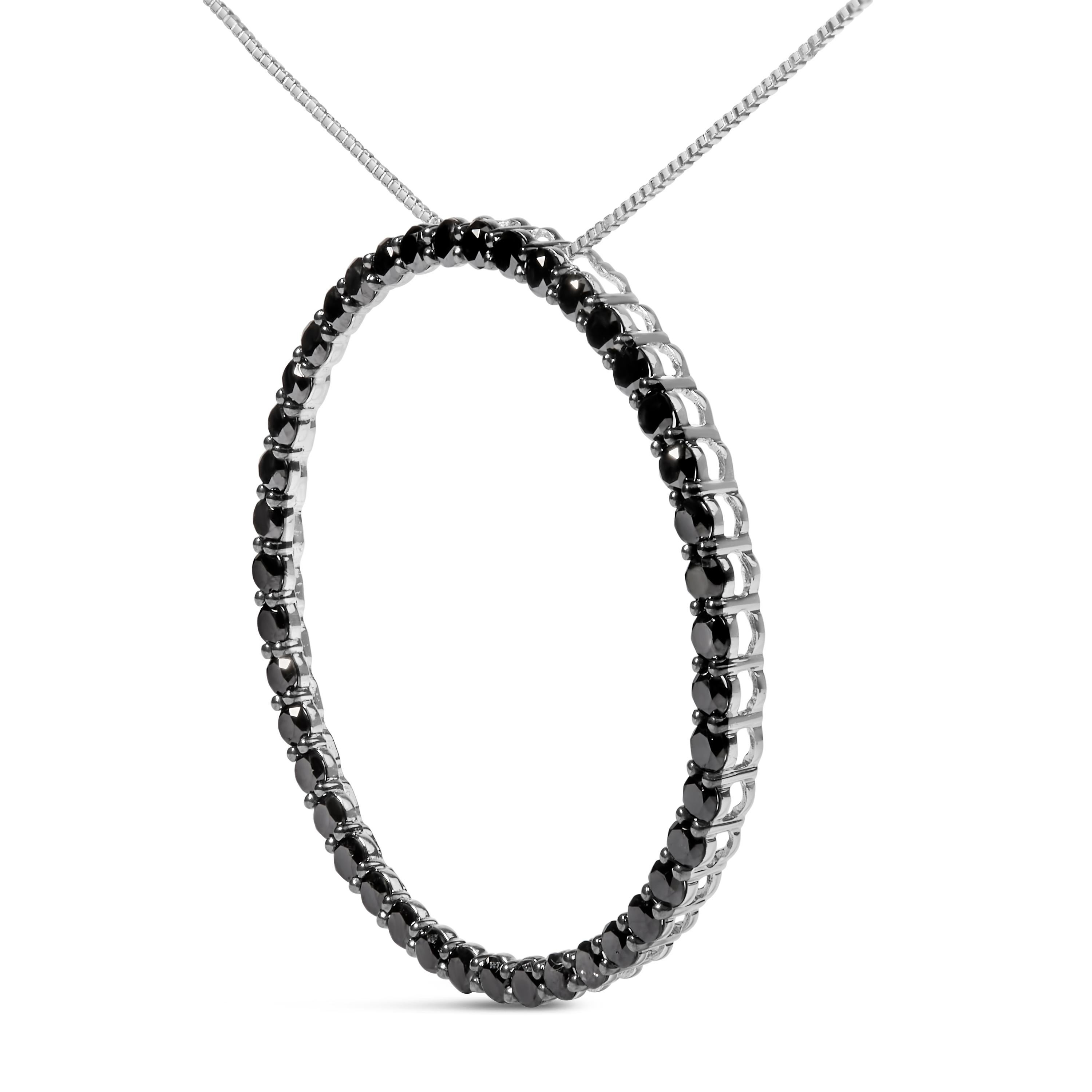 Moderno Collana con cerchio aperto con diamante nero da 3,0 carati in .925 Sterling Silver in vendita