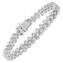 .925 Sterling Silver 3.0 Carat Pave-Set Diamond Link Bracelet 