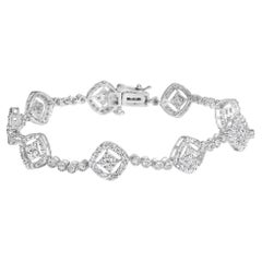 .925 Sterling Silver 3.0 Cttw Diamond Halo Square Shape Link Bracelet