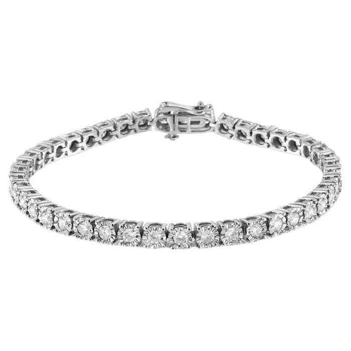 .925 Sterling Silver 3.0 Cttw Diamond Illusion-Set Miracle Plate Tennis ...