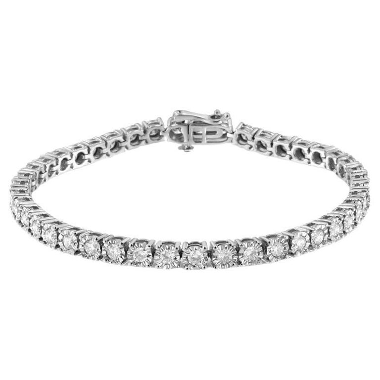 .925 Sterling Silver 3.0 Cttw Diamond Illusion-Set Miracle Plate Tennis ...