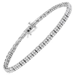 .925 Sterling Silver 3.00 Carat Diamond 2 Row Link Tennis Bracelet