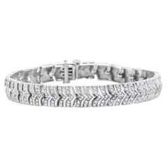 .925 Sterling Silver 3.00 Carat Diamond Chevron Link Bracelet