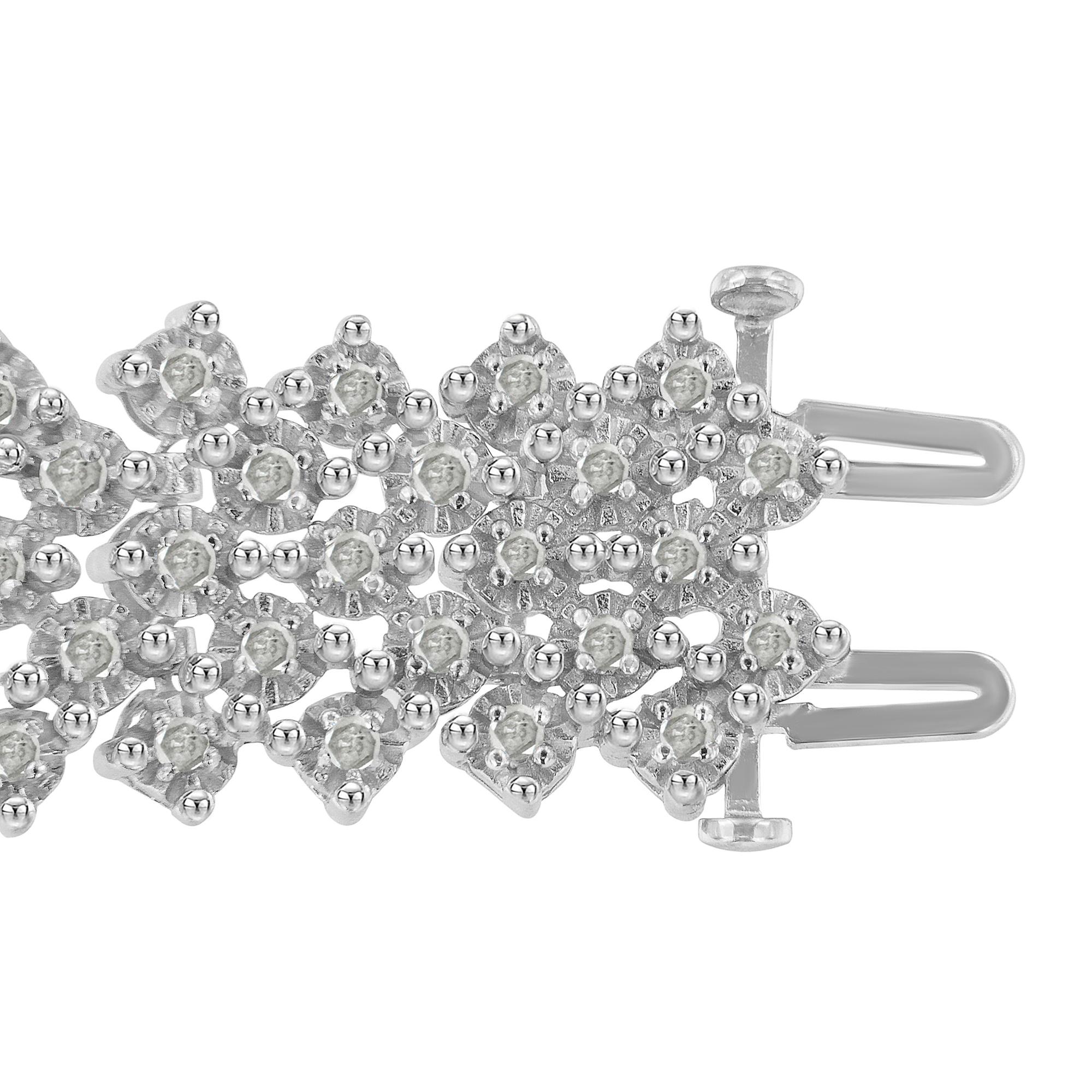 Contemporary .925 Sterling Silver 3.00 Carat Diamond Multi-Row Tennis Bracelet For Sale