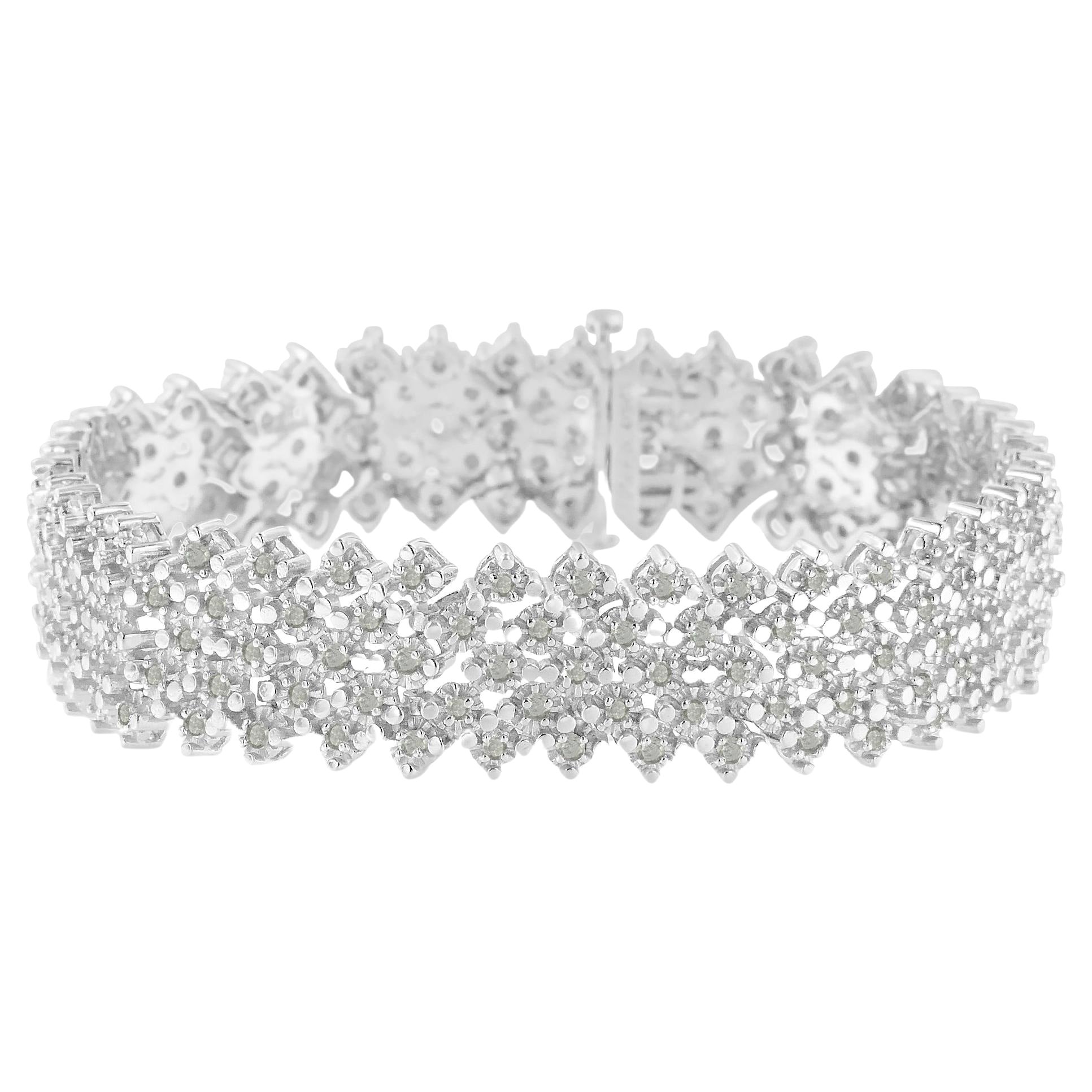 Pulsera de tenis de varias filas de diamantes y plata de ley .925 de 3,00 quilates