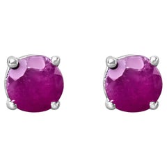 .925 Sterling Silver 3.5 MM Orecchini solitari di rubini rotondi trattati rosa creati