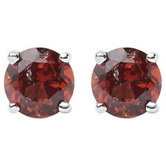 .925 Sterling Silver 3.5 MM Created Round Red Garnet Solitaire Stud Earrings