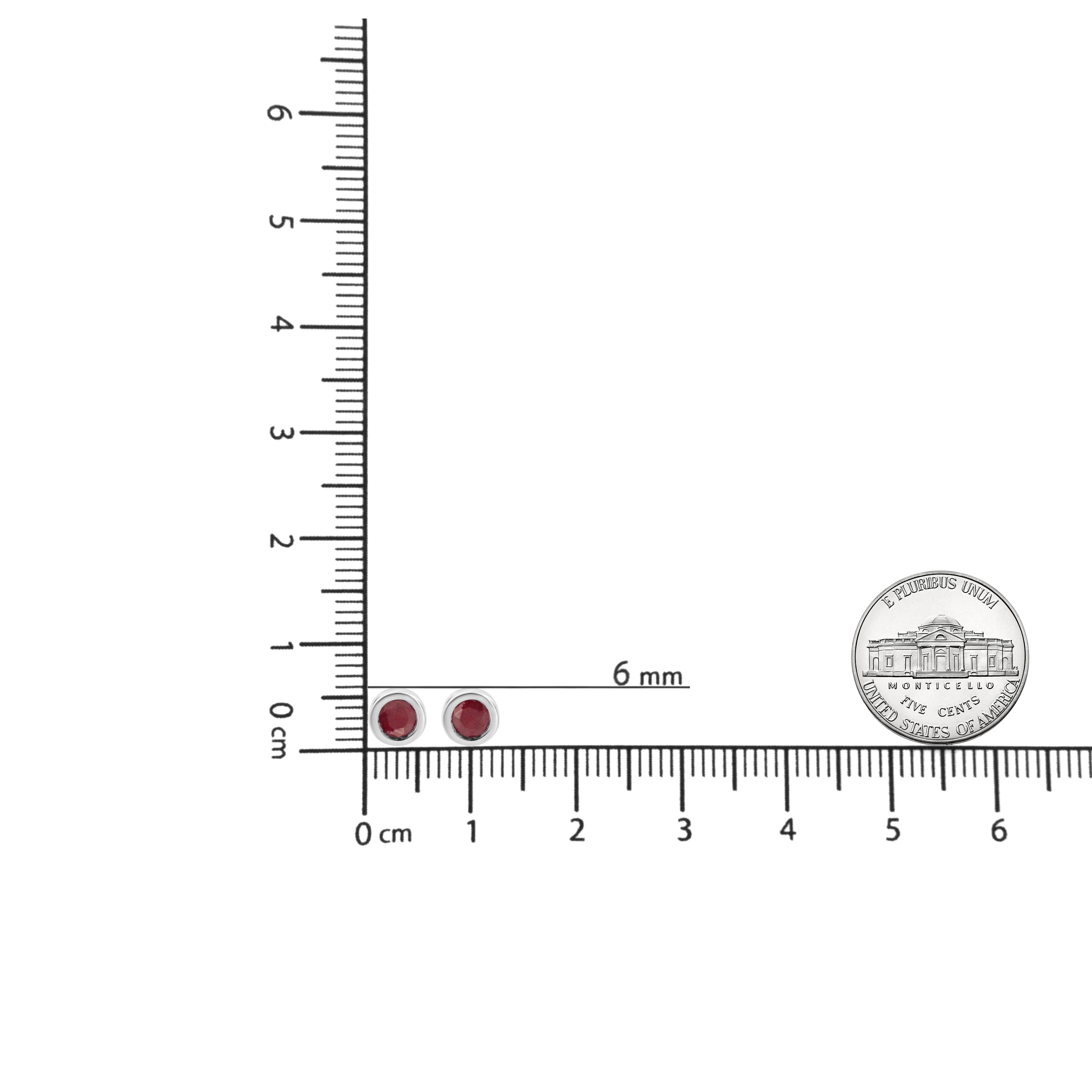 Taglio rotondo Orecchini solitari in argento Sterling 925 con granato rosso creato da 3,5 mm in vendita