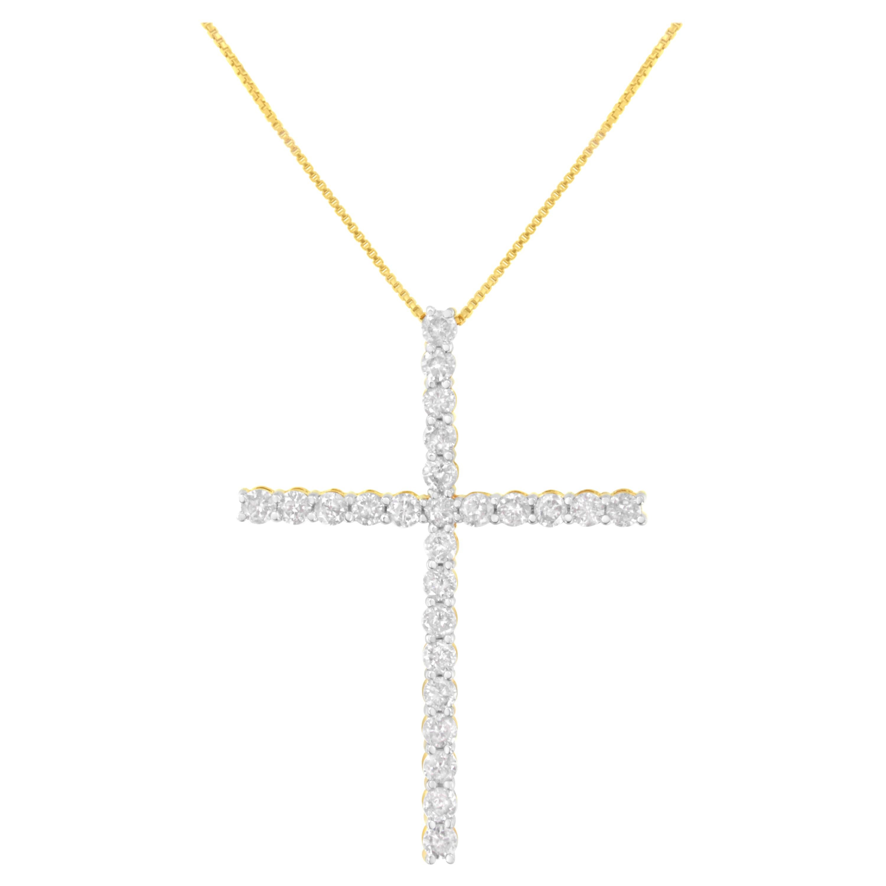 .925 Sterling Silver 3.0 Carat Diamond Cross Pendant Necklace