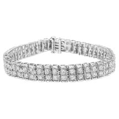 .925 Sterling Silver 4.0 Carat Diamond Double Row Tennis Bracelet