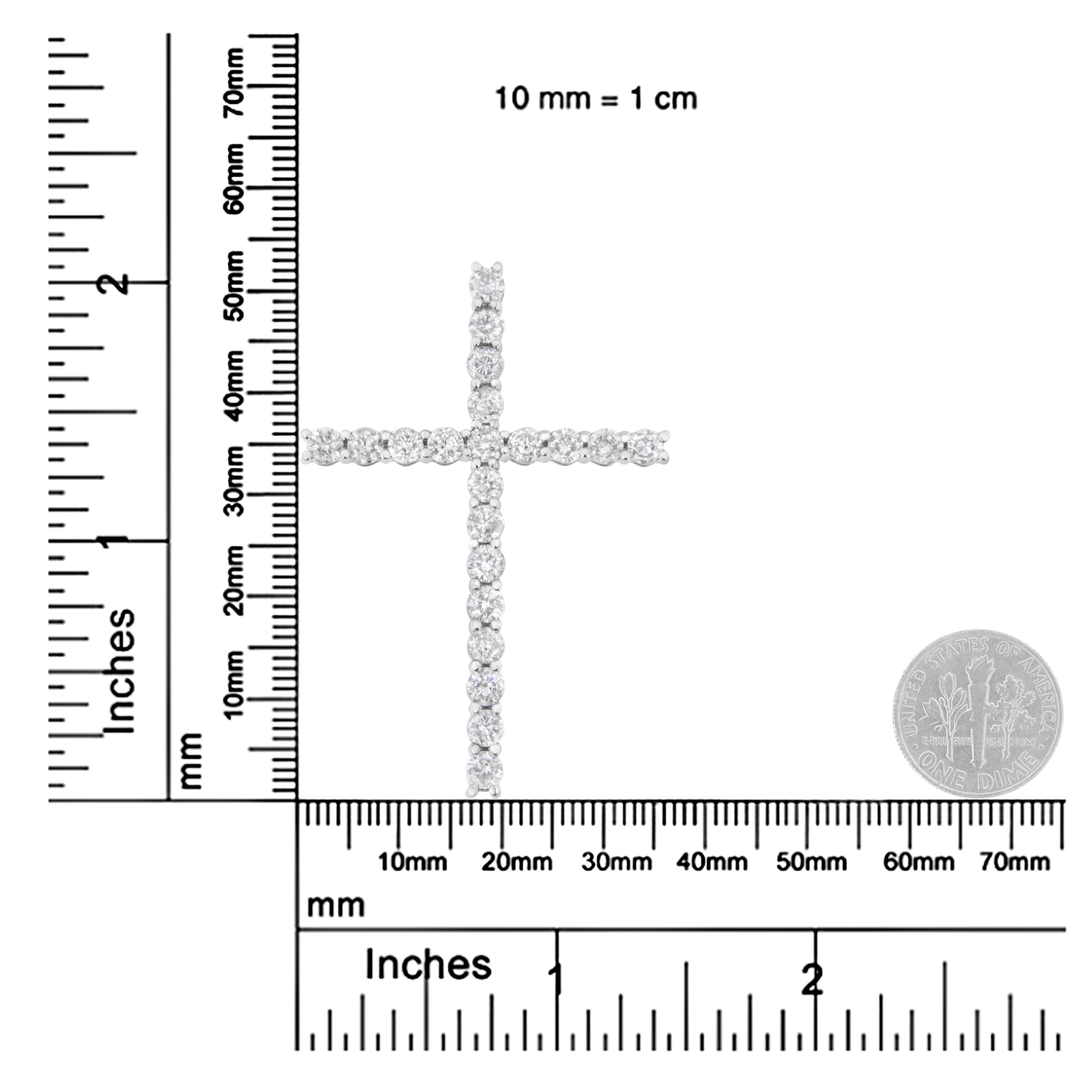 Women's or Men's .925 Sterling Silver 4.0 Carat Diamond Cross Pendant Necklace For Sale