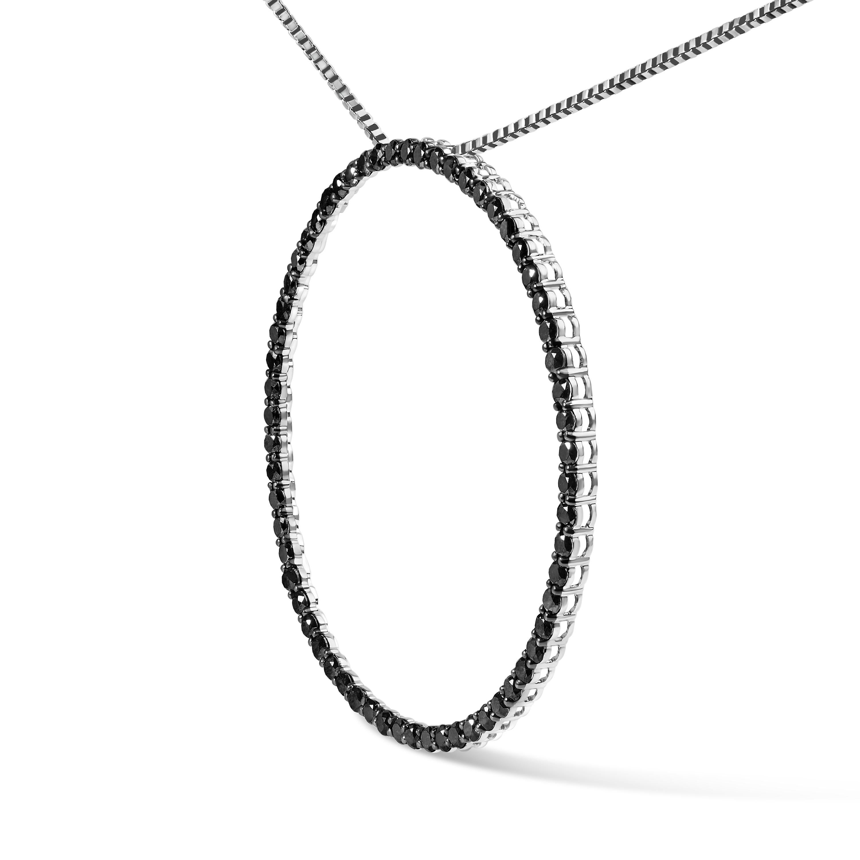 Moderno Collana con ciondolo a cerchio aperto in argento 925 con diamante nero da 5,0 ctw in vendita