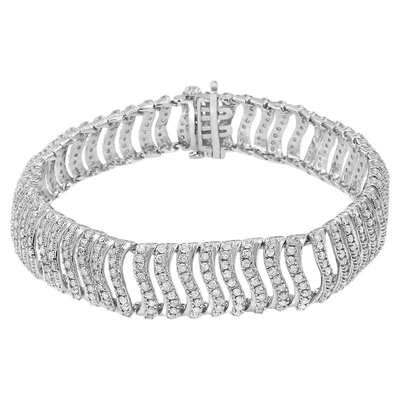 .925 Sterling Silver 5.00 Carat Round-Cut Diamond "S" Link Bracelet
