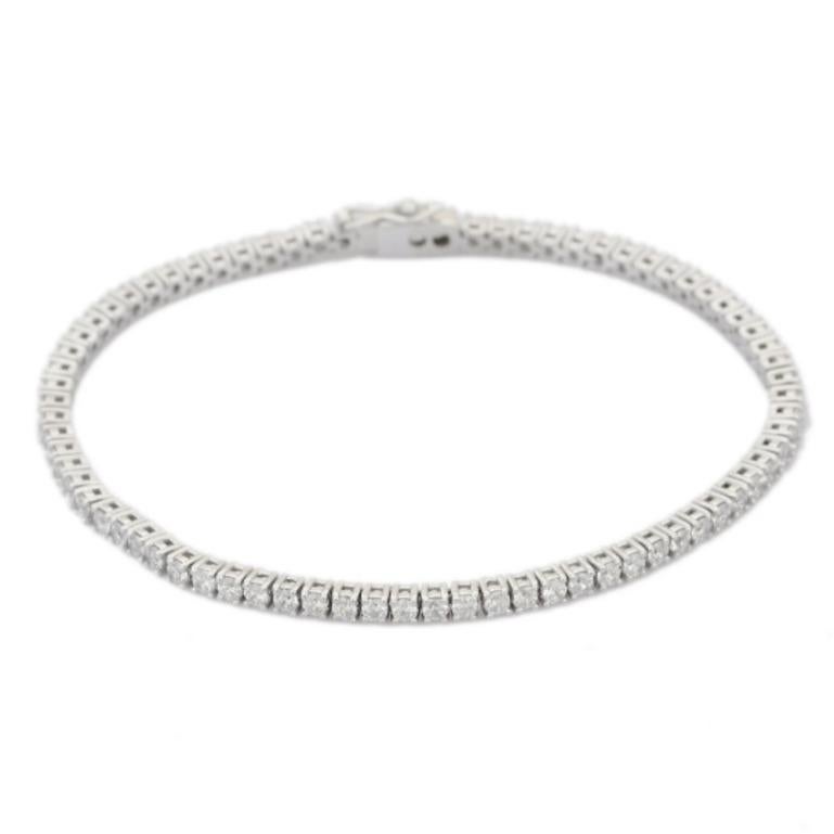 Round Cut 925 Sterling Silver 5.94 Carat Round Cubic Zirconia Engagement Tennis Bracelet For Sale