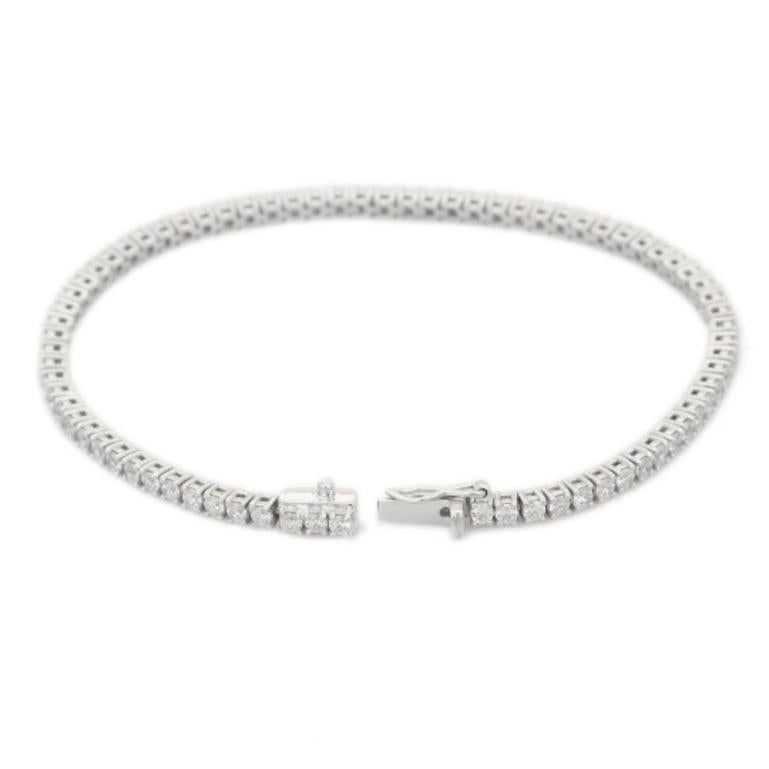 925 Sterling Silver 5.94 Carat Round Cubic Zirconia Engagement Tennis Bracelet In New Condition For Sale In New York, NY