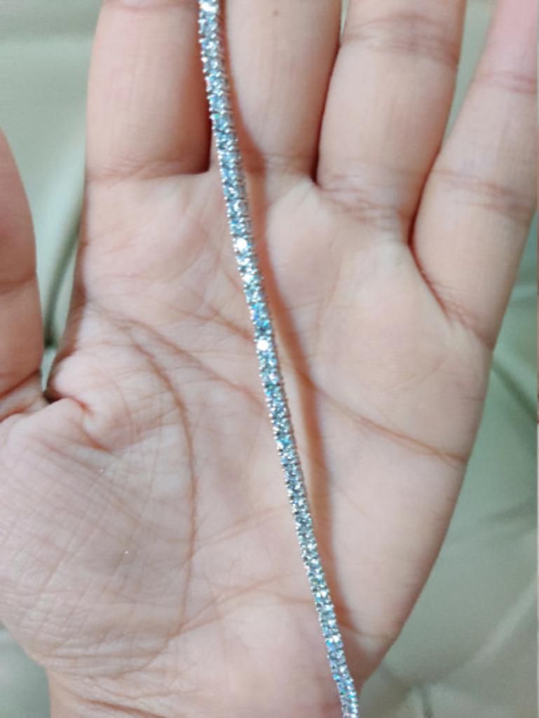 Women's 925 Sterling Silver 5.94 Carat Round Cubic Zirconia Engagement Tennis Bracelet For Sale