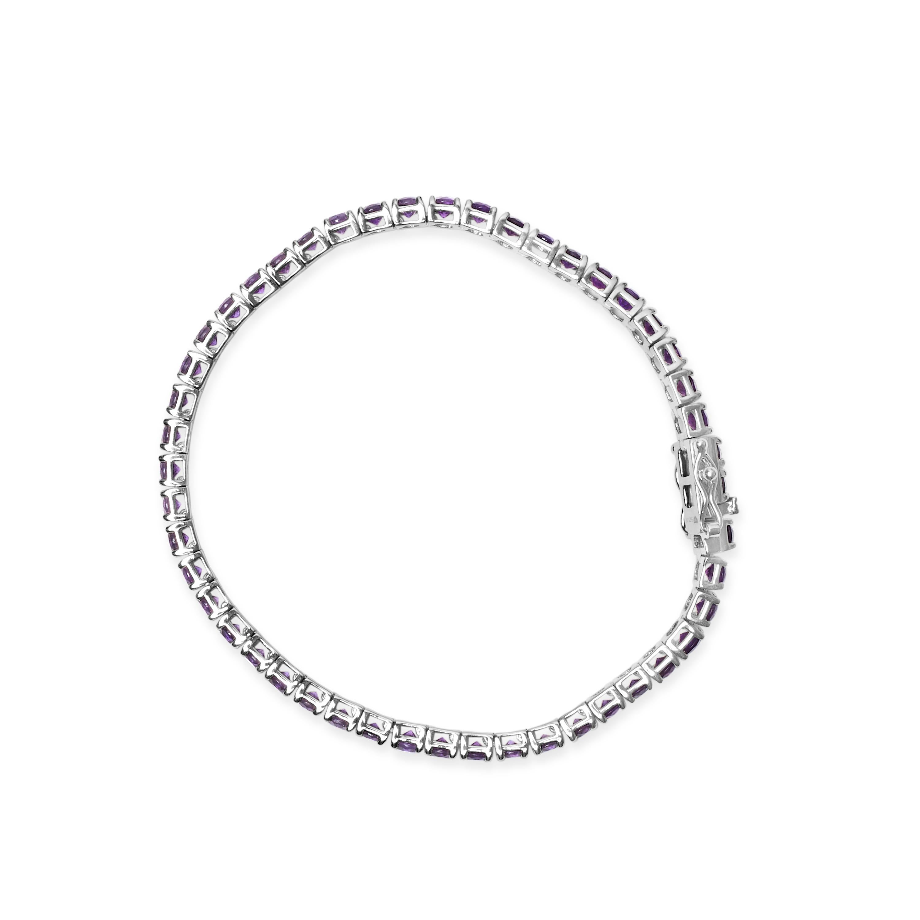 Moderno .925 A. Silver Bracciale da Tennis con Ametista Viola Creata 7 3/8 Ctw in vendita