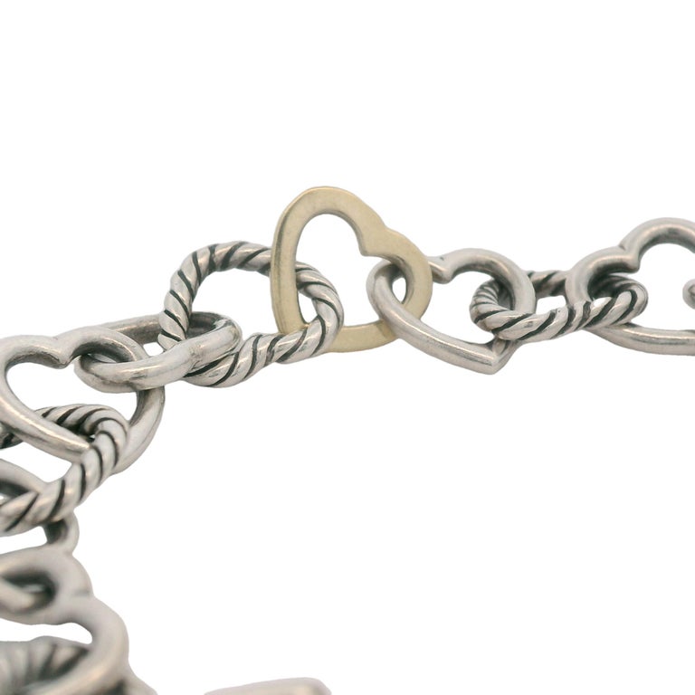 .925 Sterling Silver 750 18K Gold David Yurman Heart Toggle Bracelet 7.5" photo 3